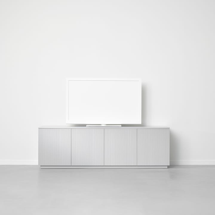 Mesa de apoio Beam  - Branco lacado, rodapé Verniz carvalho - A2