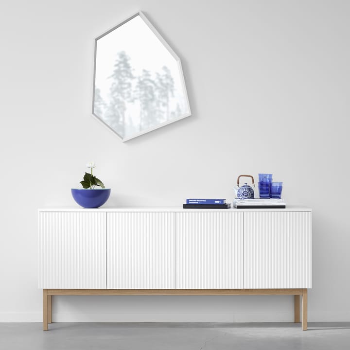 Mesa de apoio Beam  - Verniz branco, rodapé branco, tampo mármore carrara  - A2