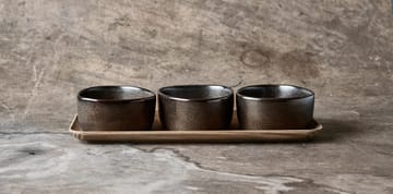 Raw Organic conjunto tigela com bandeja em madeira - Metallic Brown - Aida