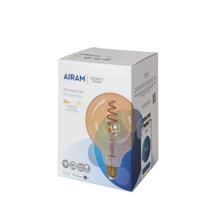 Fonte de luz globo LED Smart Home Airam Filament  - Âmbar, 125mm, spiral e27, 6w - Airam
