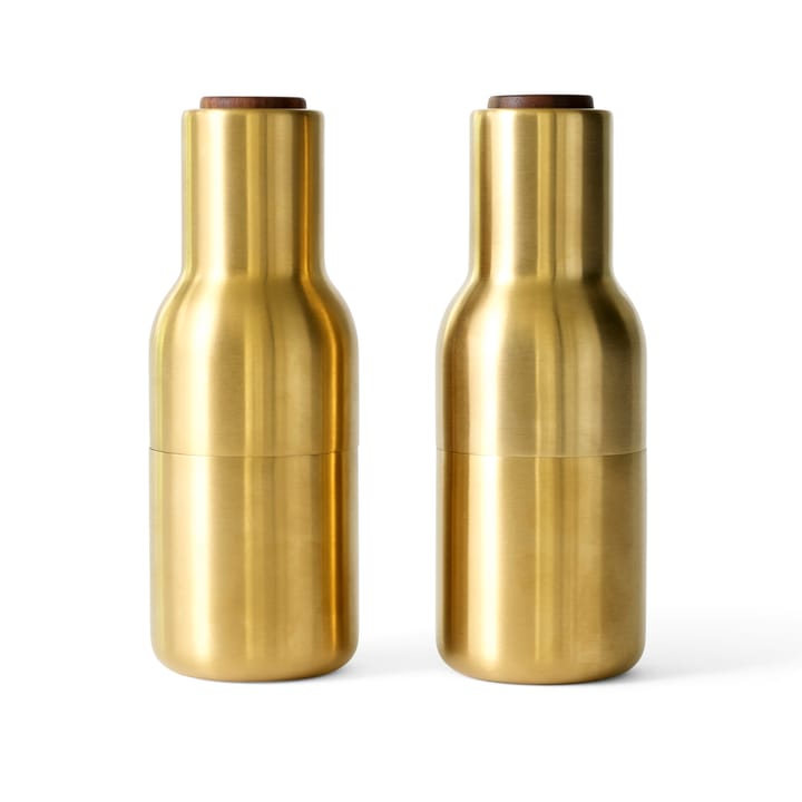 Moinho de especiarias Bottle Grinder 2 un. metal - brushed brass (tampa de nogueira) - Audo Copenhagen