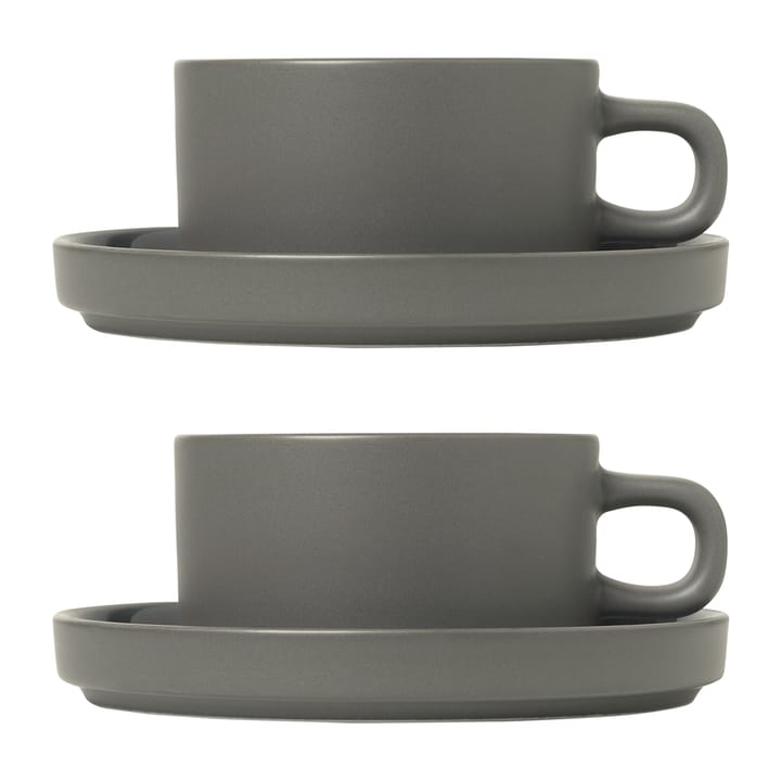 Caneca Pilar com pires, 2 un. - Pewter - Blomus