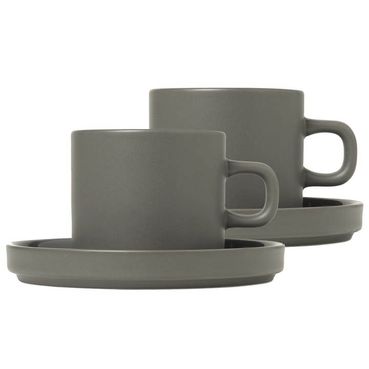 Chávena de café com pires Pilar, 2 un. - Pewter - blomus