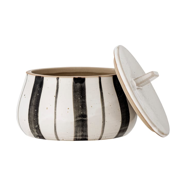 Pote com tampa Marita Ø12 cm - Preto-branco  - Bloomingville