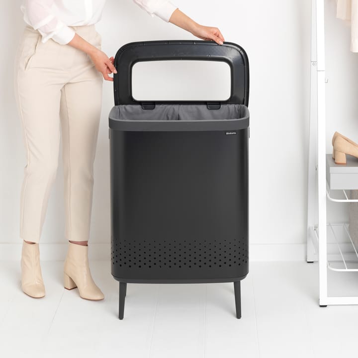 Cesto de roupa alto Bo 2x45 L, preto mate Brabantia