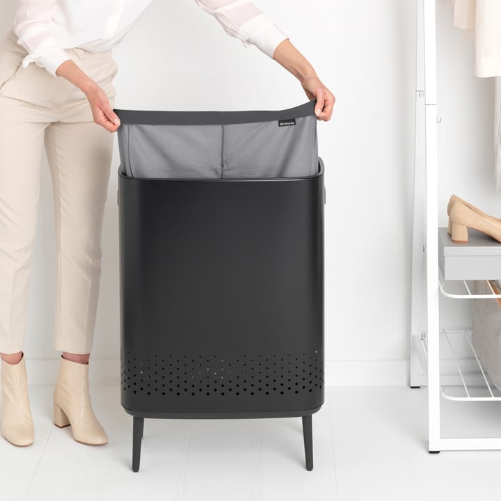 Cesto de roupa alto Bo 2x45 L, preto mate Brabantia