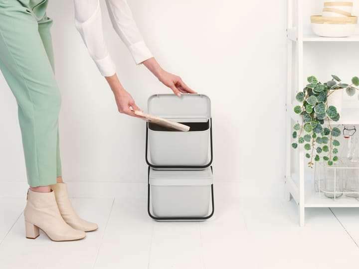 Sort & Go balde de lixo empilhável 20 L, Cinza claro Brabantia