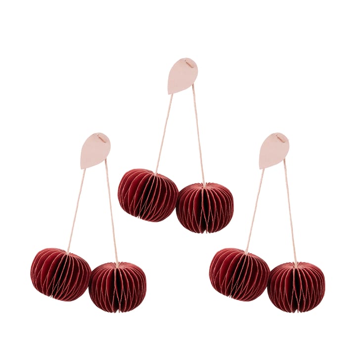 Pingente decorativo Cherry 3 peças  - Vermelho Pompeian  - Broste Copenhagen