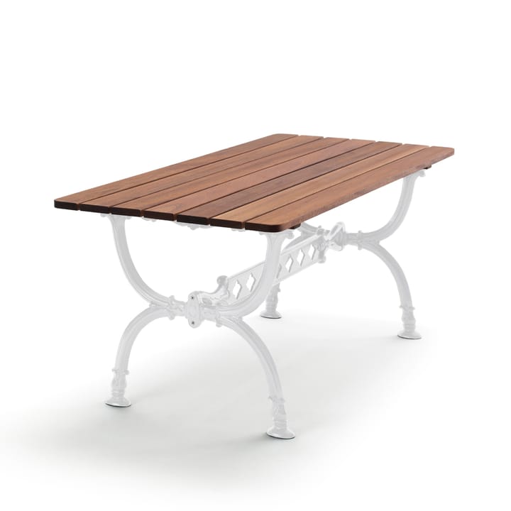 Mesa Byarum 142x72 cm - Mogno, suporte branco - Byarums bruk