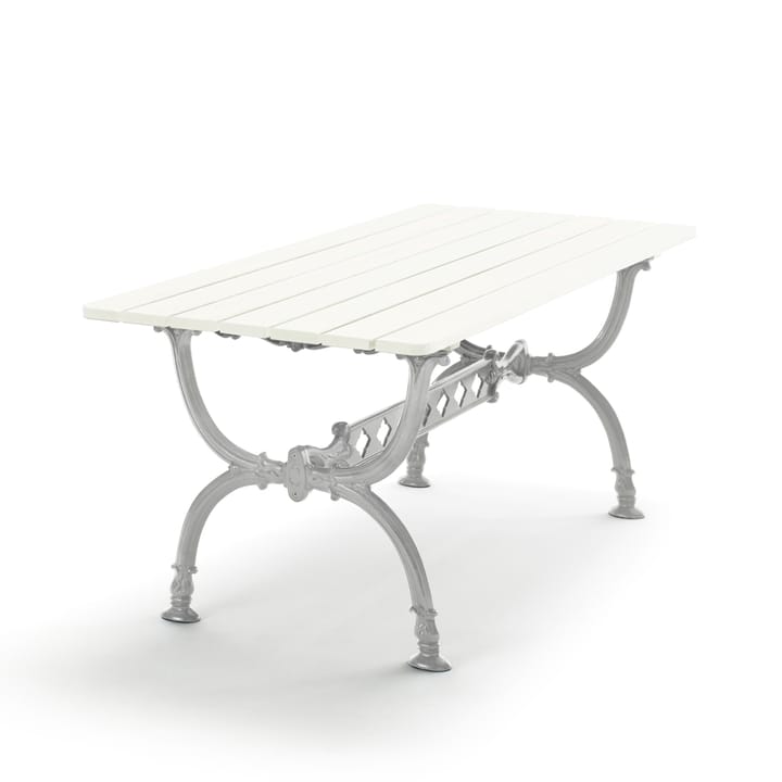 Mesa Byarum 142x72 cm - Pinho branco laqueado, suporte de alumínio bruto - Byarums bruk