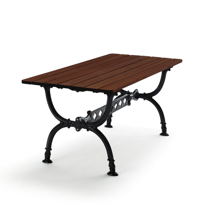 Mesa Byarum 142x72 cm - Pinho com verniz marrom, suporte preto - Byarums bruk