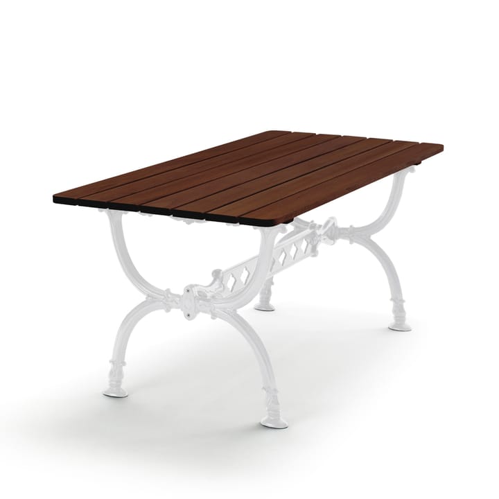 Mesa Byarum 142x72 cm - Pinho marrom envernizado, suporte branco - Byarums bruk