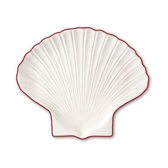 Prato Shell Line S 13x16 cm - Branco-vermelho - Byon