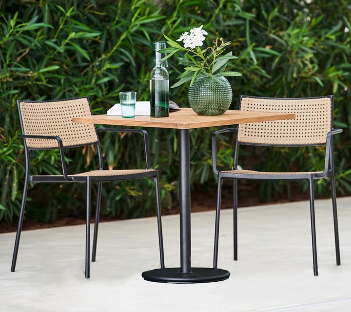 Mesa de café Go em teca 72x72 cm - Suporte lava grey - Cane-line