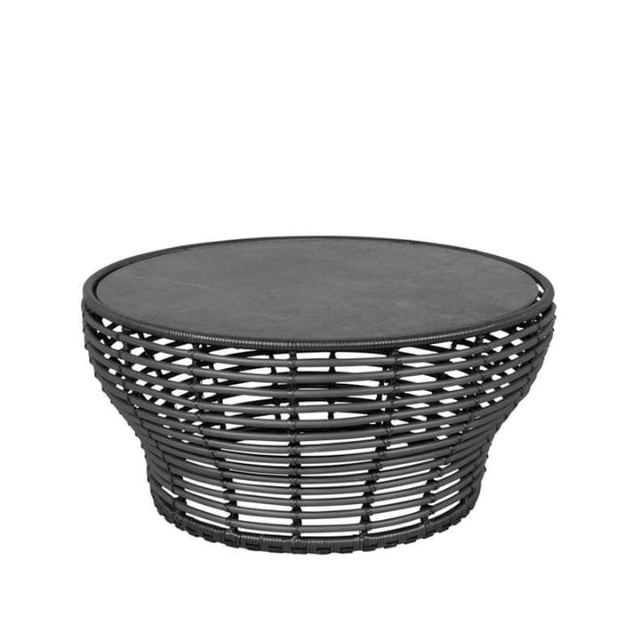 Mesa de centro Basket - Fossil black, grande, base trançada em cinza - Cane-line