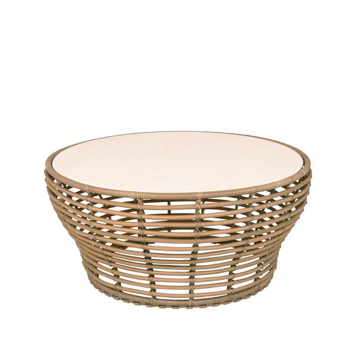 Mesa de centro Basket - Travertino, grande, base natural trançada - Cane-line