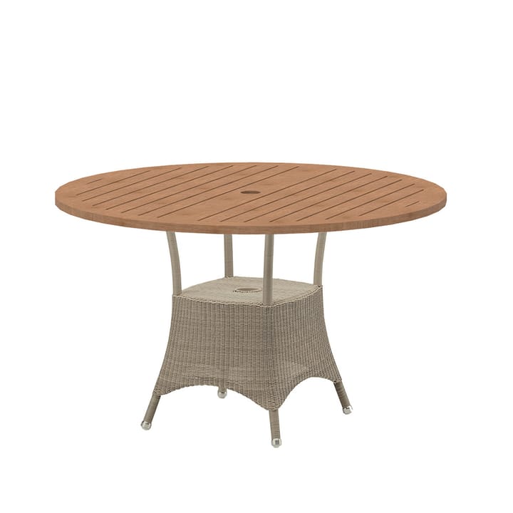 Mesa de jantar Lansing Ø120 cm - Teca-tecelagem taupe - Cane-line