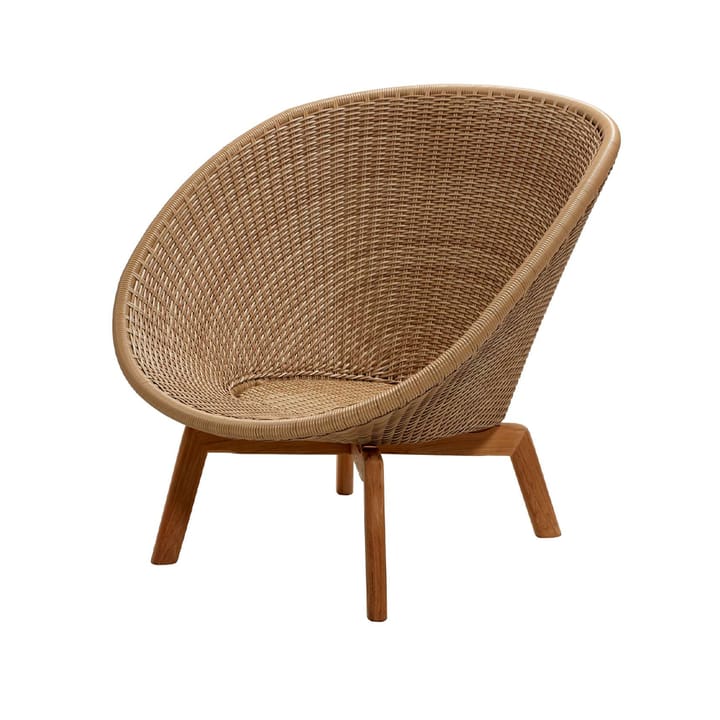 Poltrona lounge Peacock Weave - Natural, pés em teca - Cane-line