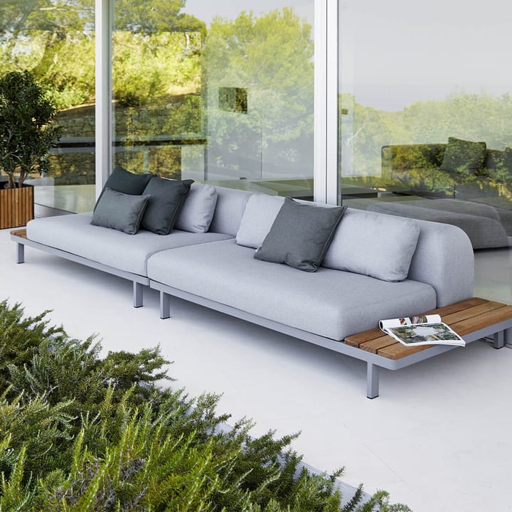 Sofá modular Space 2 lugares light grey - Esquerda-suporte de alumínio cinza - Cane-line