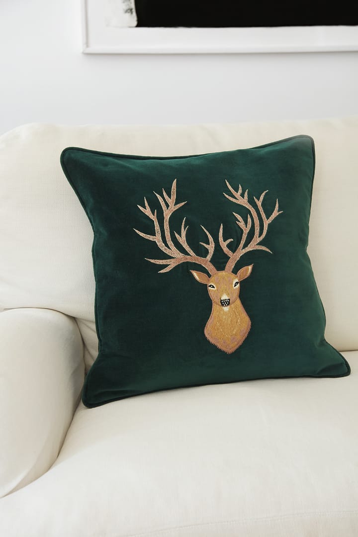 Capa bordada de almofada Reindeer 50x50 cm - Verde - Chhatwal & Jonsson