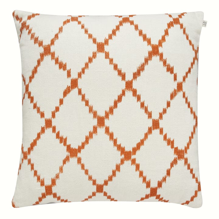 Capa de almofada Ikat Kerela 50x50 cm - Branco-Laranja Jaffa - Chhatwal & Jonsson