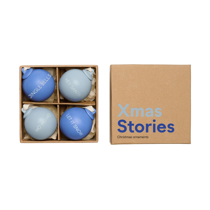 Conjunto de 4 bolas de Natal XMAS Stories Ø4 cm - Cobalt blue-light blue - Design Letters