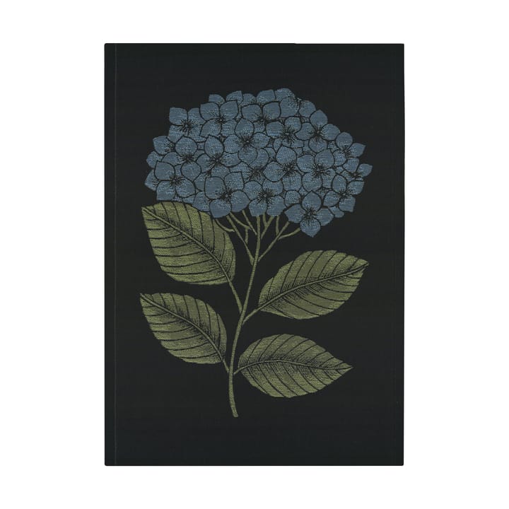 Toalha de cozinha Hydrangea 48x70 cm - Preto-azul - Ekelund Linneväveri