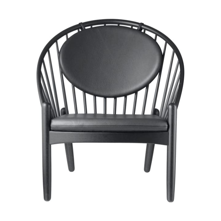 Cadeira J166 Jørna - Oak black painted-black leather - FDB Møbler