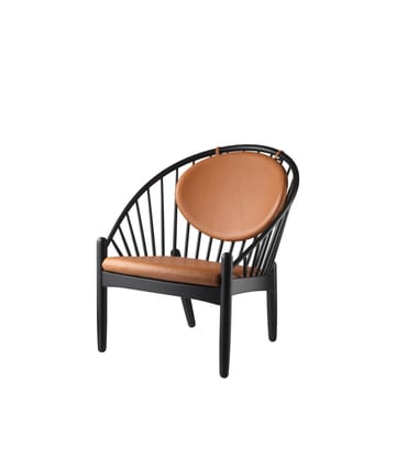 Cadeira J166 Jørna - Oak black painted-cognac leather - FDB Møbler