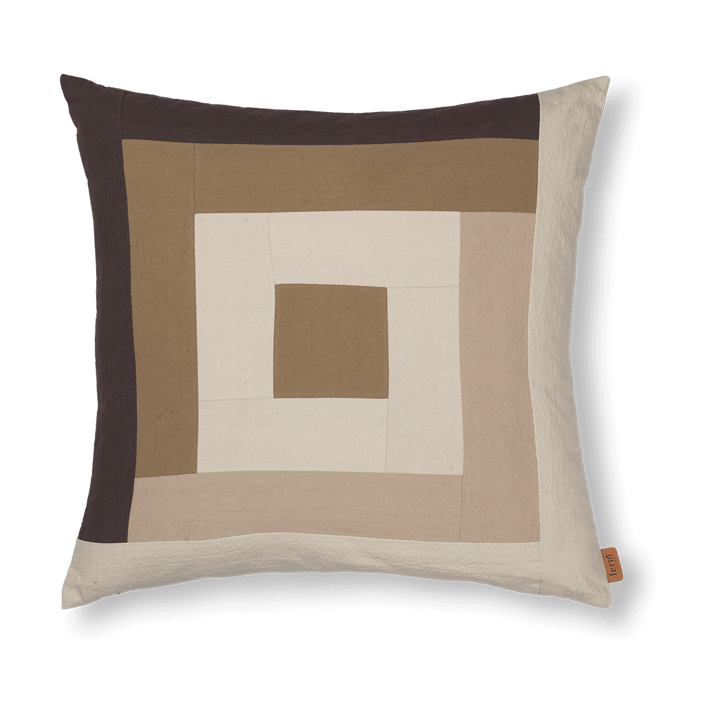 Capa de almofada Border patchwork 50x50 cm - Coffee-dark sand - Ferm LIVING