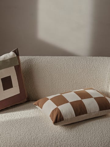 Capa de almofada Border patchwork 50x50 cm - Dark sage-red brown - ferm LIVING