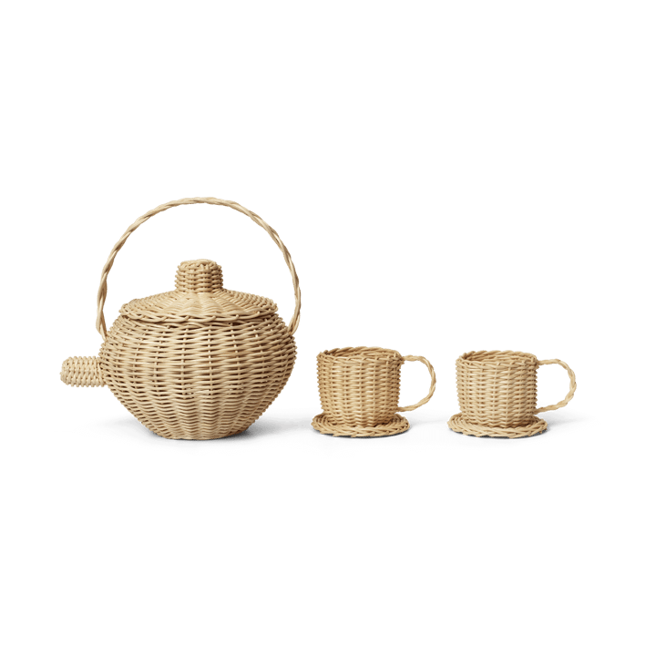 Conjunto Chá Rattan 3 peças - Natural - ferm LIVING