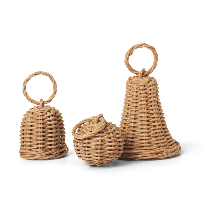 Decoração para árvore Braided Bell Baubles 3 unidades - Natural - ferm LIVING