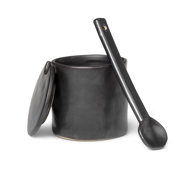 Frasco de geleia com colher Flow - preto - ferm LIVING