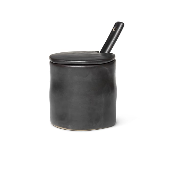 Frasco de geleia com colher Flow, preto ferm LIVING