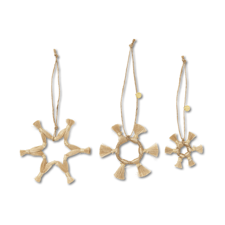 Pingente de natal Ferm Living Jute Stars, 3 un. - Natural - Ferm LIVING