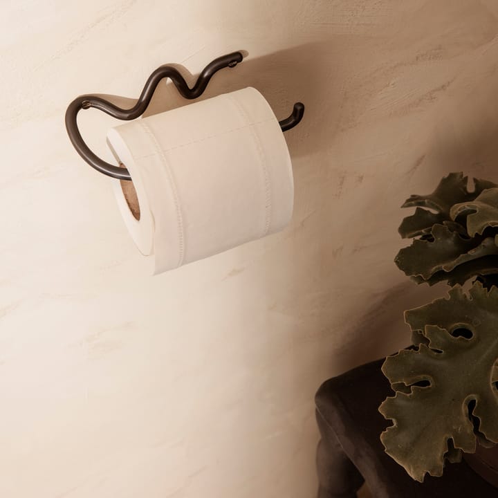 Porta-rolos de casa de banho Curvature, Latão preto ferm LIVING