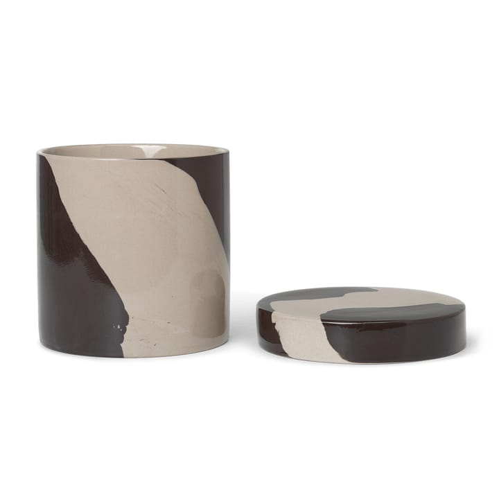 Pote com tampa Inlay Ø14,5 cm - Sand-brown - ferm LIVING