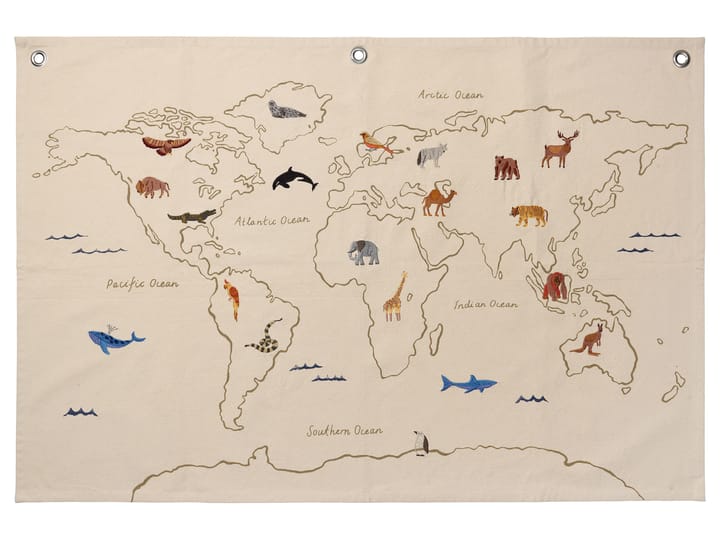 The world mapa de tecido - Off-white - Ferm LIVING