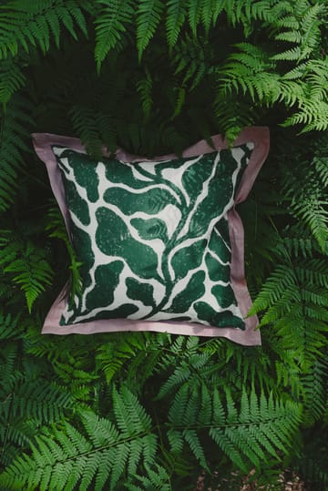 Capa de almofada Leaves com aba contrastante 48x48 cm - Green-pink - Fine Little Day