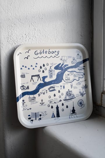 Gothenburg bandeja 32x32 cm - Branco-Azul - Fine Little Day