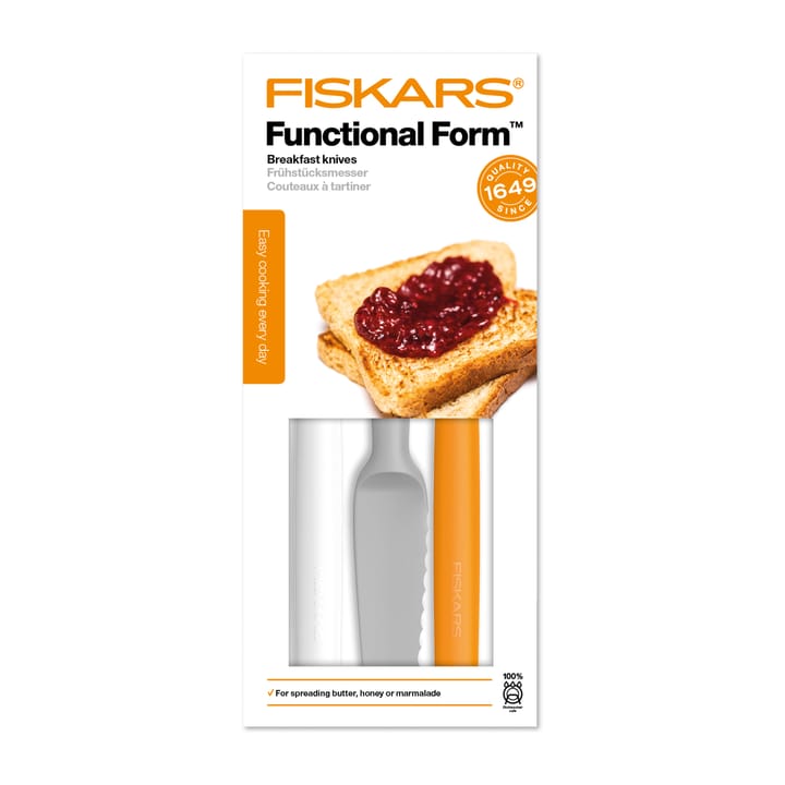 Faca para manteiga Functional Form, 3 un. - cinza-laranja-branco - Fiskars