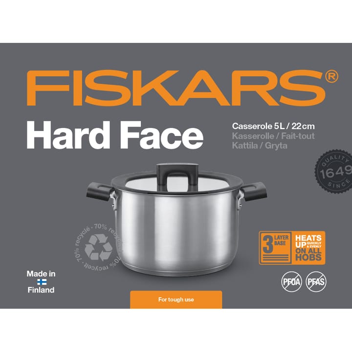 Panela com tampa aço Hard Face - 5 l - Fiskars