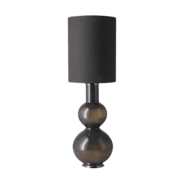 Candeeiro de mesa Augusta, base cinza - Lino Negro L - Flavia Lamps