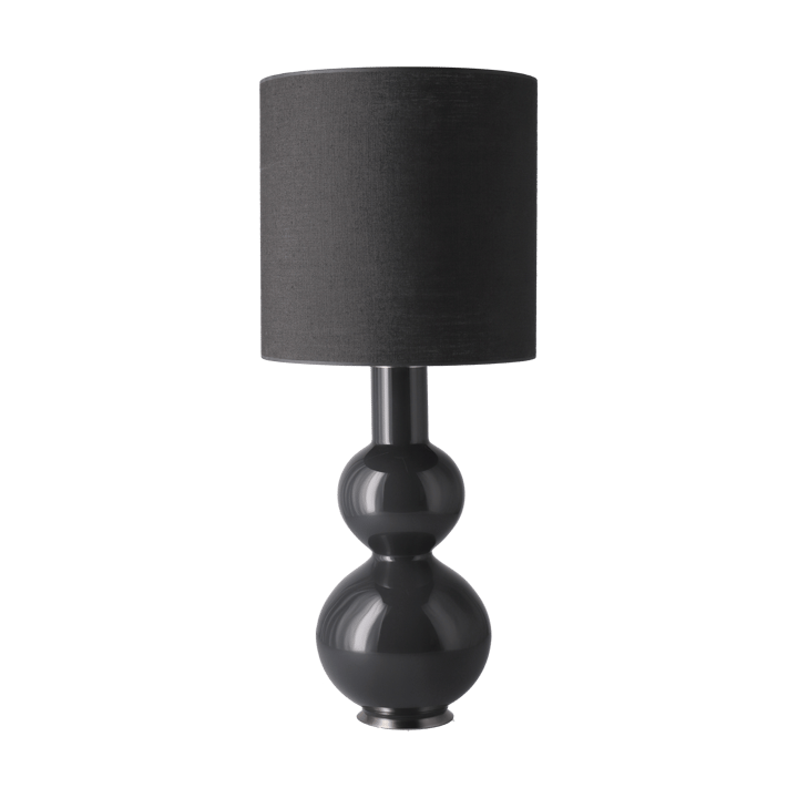 Candeeiro de mesa Augusta, base cinza - Lino Negro M - Flavia Lamps