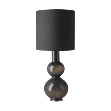 Candeeiro de mesa Augusta, base cinza - Lino Negro M - Flavia Lamps