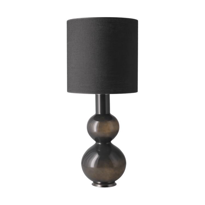 Candeeiro de mesa Augusta, base cinza, Lino Negro M Flavia Lamps