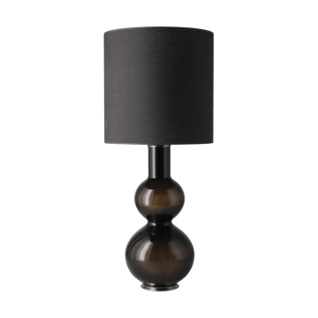 Candeeiro de mesa Augusta, base preta - Lino Negro M - Flavia Lamps