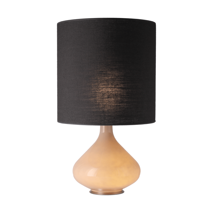 Candeeiro de mesa Flavia, base bege, Lino Negro M Flavia Lamps