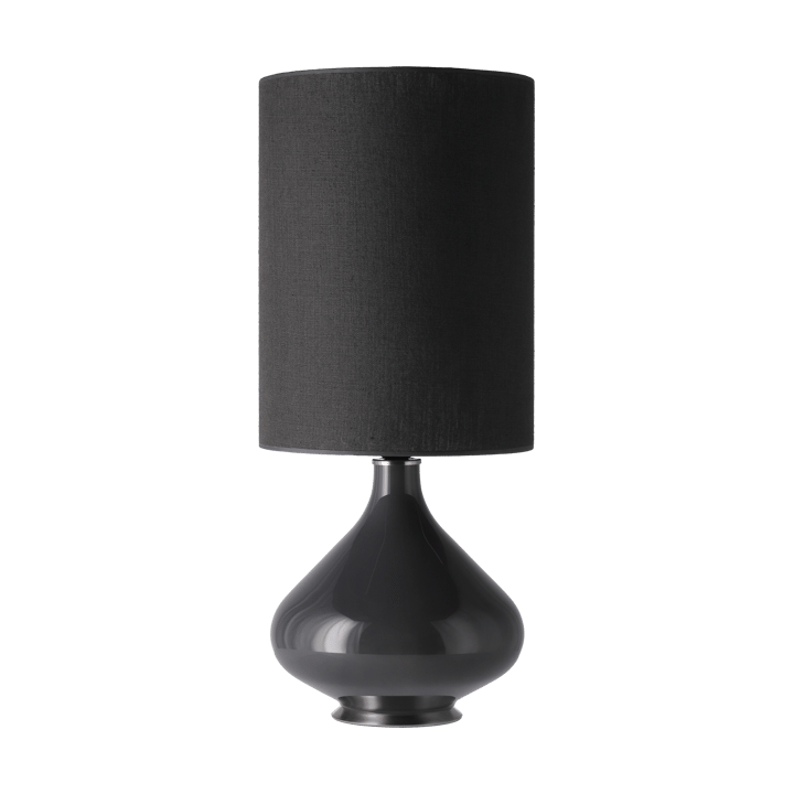 Candeeiro de mesa Flavia, base cinza, Lino Negro L Flavia Lamps